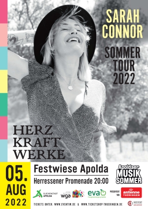 Plakat: Sarah Connor zum Apoldaer Musiksommer 2022